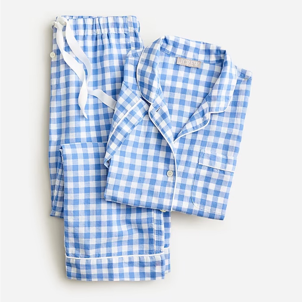 J CREW Pajama set in gingham cotton blend